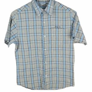 HURLEY short sleeve plaid button down shirt size Medium